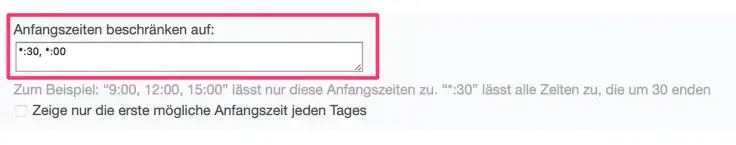 Feste Zeiten für den Beginn von Terminen festlege in Deinem SuperSaaS-Terminbuchungskalender