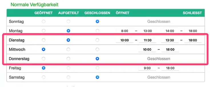 Normale Verfügbarkeit im Online-Terminbuchungskalender in Deinem SuperSaaS-Terminbuchungskalender anpassen.