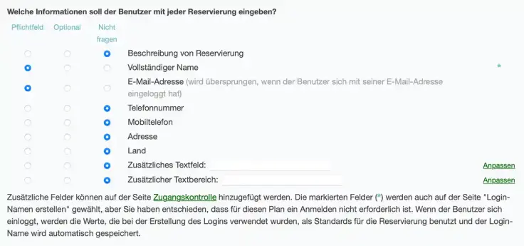 E-Mail-Angabe als Pflichtfeld einrichten.