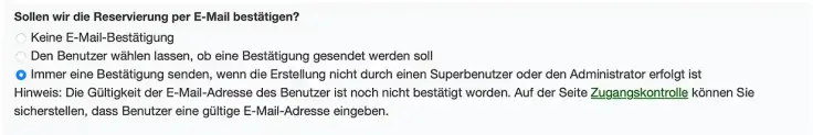 E-Mail-Bestätigung der Buchung einrichten.