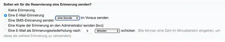 Erinnerungs-E-Mail an den Termin einrichten.