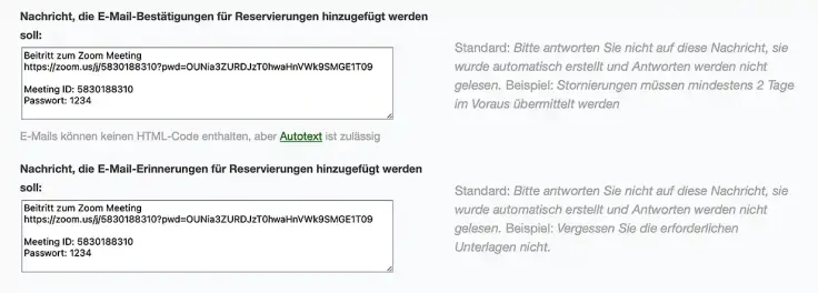 E-Mail-Mitteilungen Inhalt an Video-Konferenz anpassen.