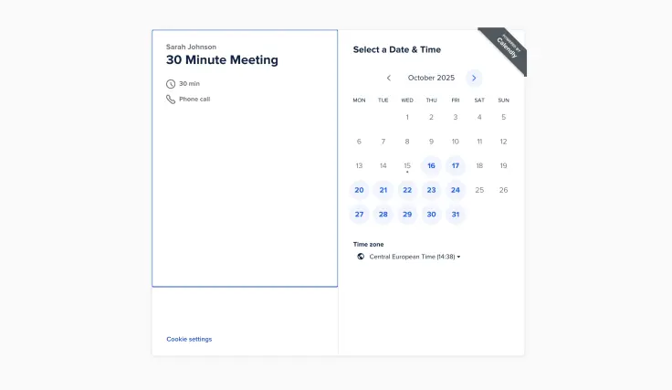 Screenshot Calendly schedule