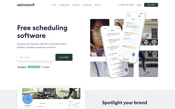 Screenshot Setmore website