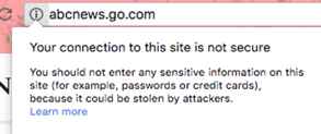 Warning for unsecured connection on HTTP site with Google Chrome