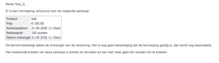 bevestiging van herroeping