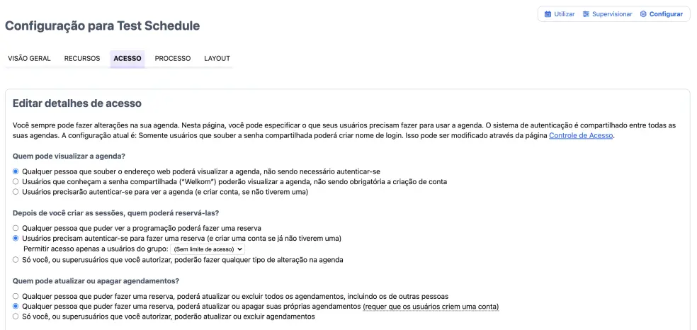 Configurações de Acesso