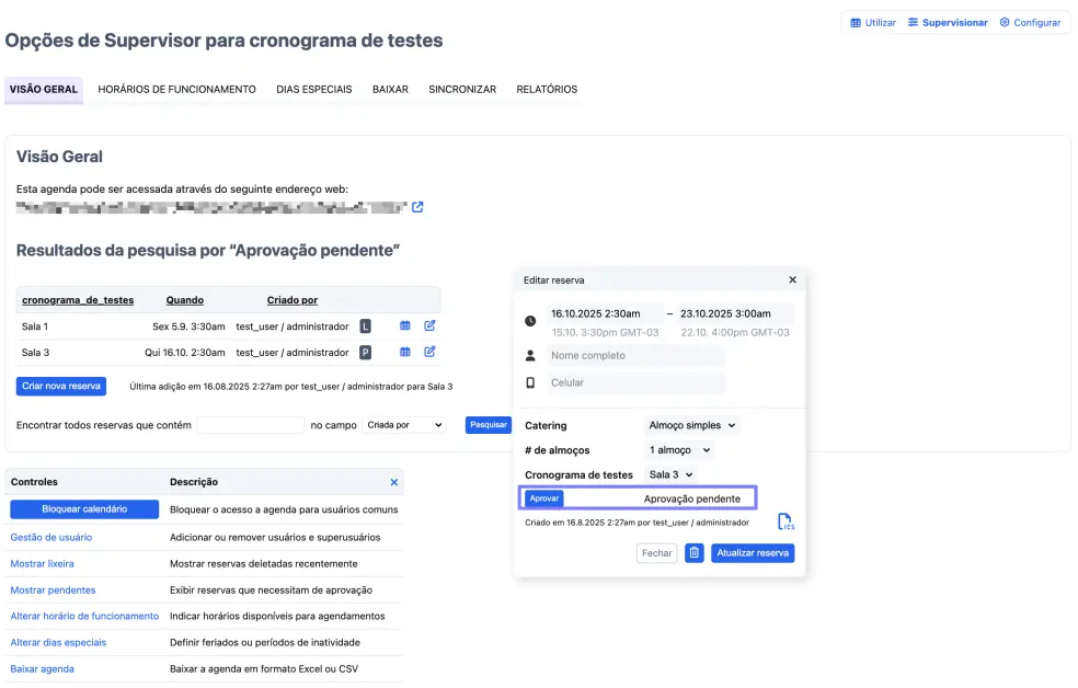 Pop-up de aprovação