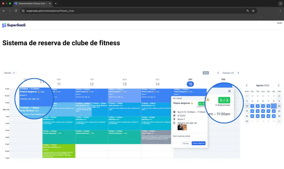 Exemplo de Calendário de capacidade