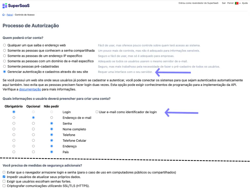 Controle de Acesso SuperSaaS