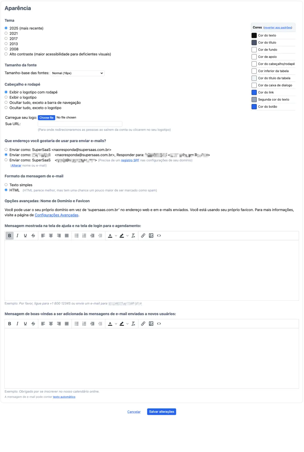 Configurações de Layout