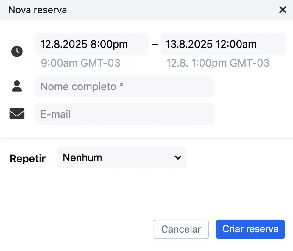 Agendamento somente com horário