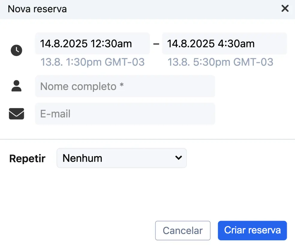 Agendamento com data e hora
