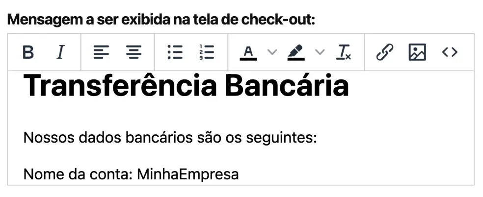 Modificar a mensagem na tela de finalização