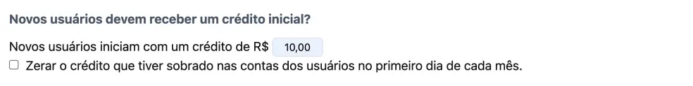 Configurando um crédito inicial