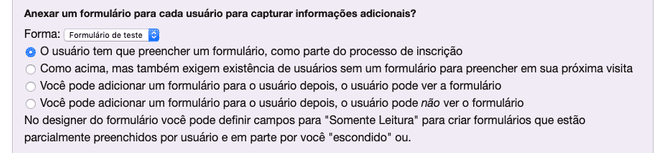 Anexar um formulário de registro