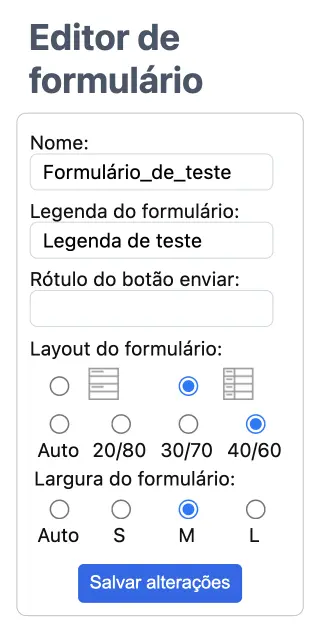 Editor de formulário