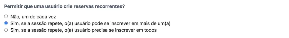 Agendamentos recorrentes para Capacidade do Calendário