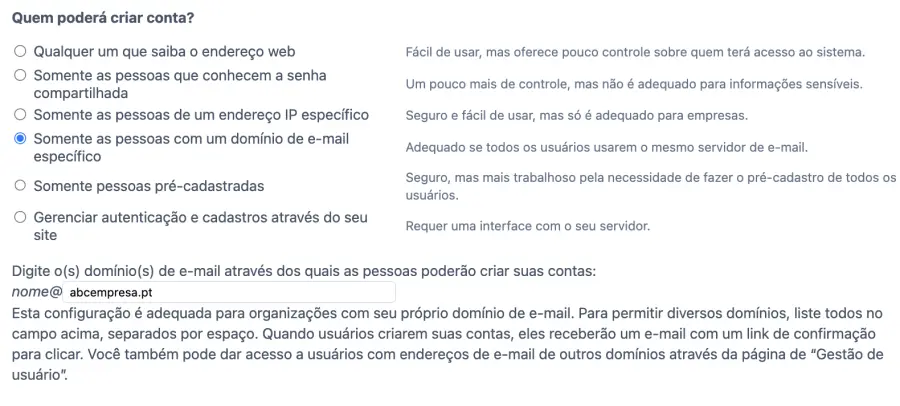 gerenciar quem pode fazer login na sua agenda