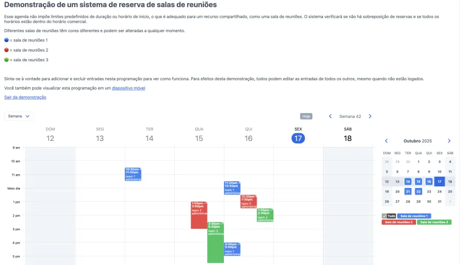 agenda online de reservas de sala