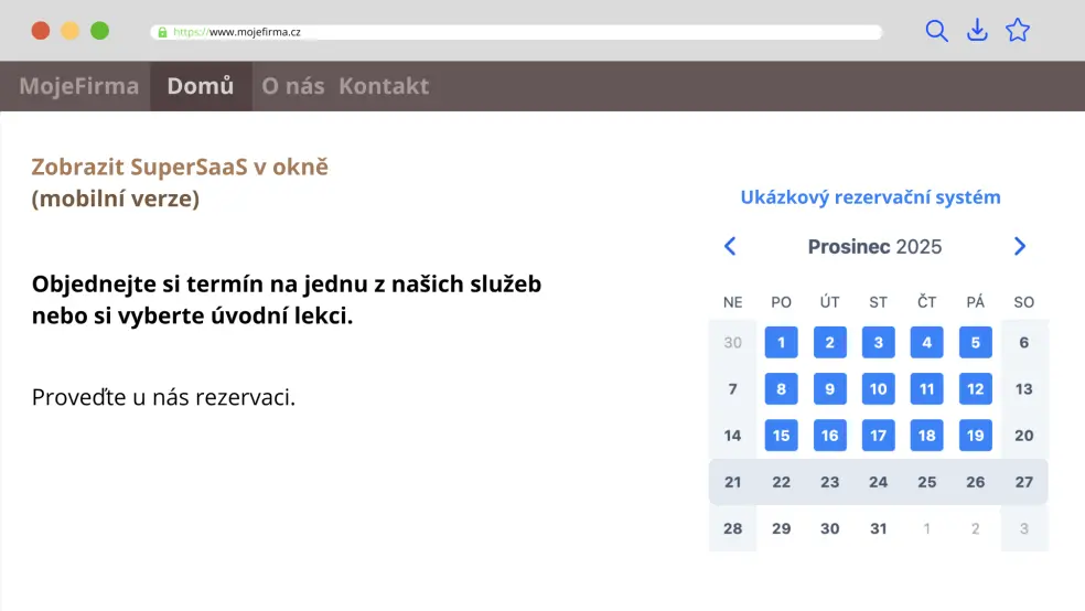 integrace přes element iframe, použití mobilní verze rozvrhu