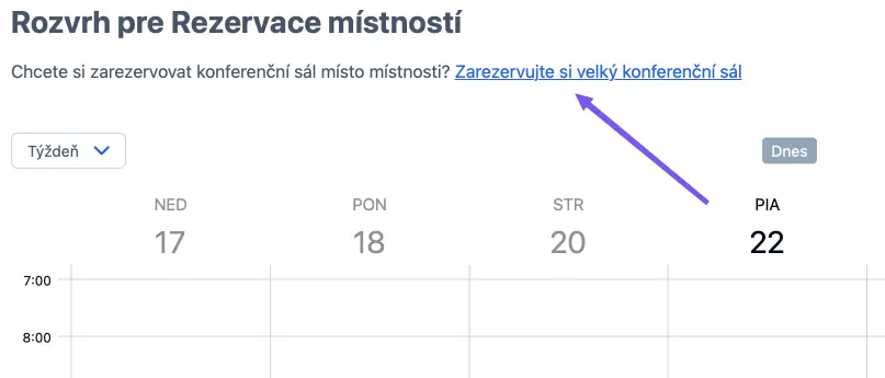 Použití odkazů pro přechod mezi více rozvrhy