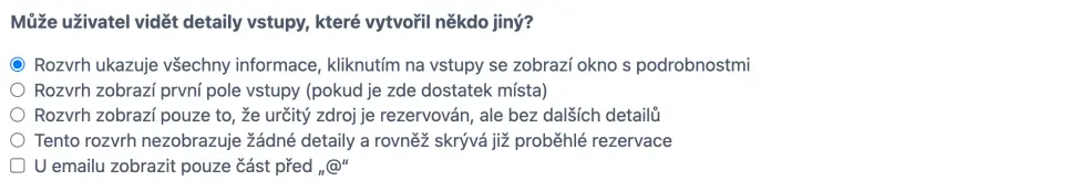 Viditelnost detailů rezervace