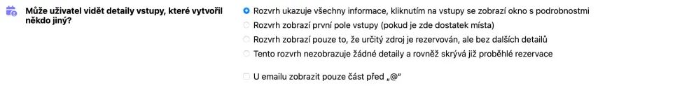 Viditelnost detailů rezervace