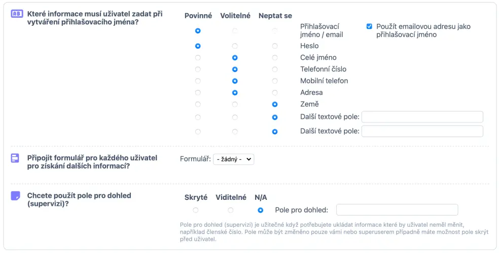 Registrační údaje