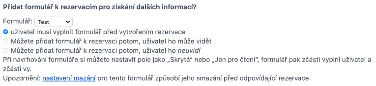 Připojení rezervačního formuláře