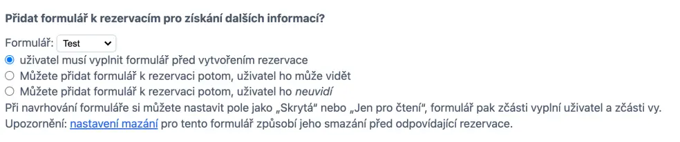 Připojení rezervačního formuláře