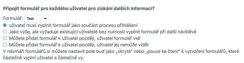 Připojení registračního formuláře