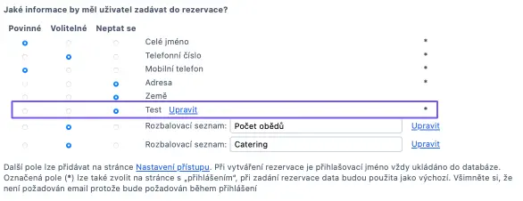 Pole pro registraci