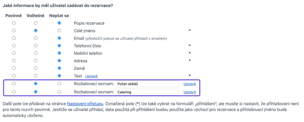Pole pro registraci