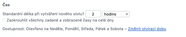Standardní délka slotu u kapacitních rozvrhů