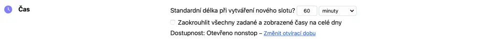 Standardní délka slotu u kapacitních rozvrhů