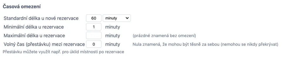 Standardní délka u zdrojových rozvrhů