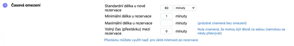 Standardní délka u zdrojových rozvrhů