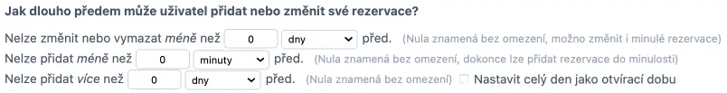 Kdy lze vytvářet rezervace?