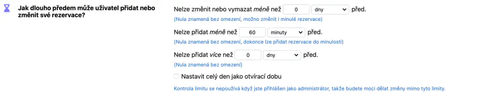 Kdy lze vytvářet rezervace?