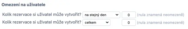 Omezení pro uživatele