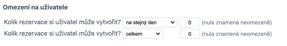 Omezení pro uživatele