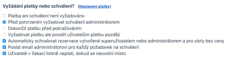 Platba a schvalování
