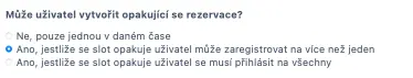 Opakující se rezervace v kapacitním rozvrhu