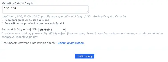 Omezení času začátku