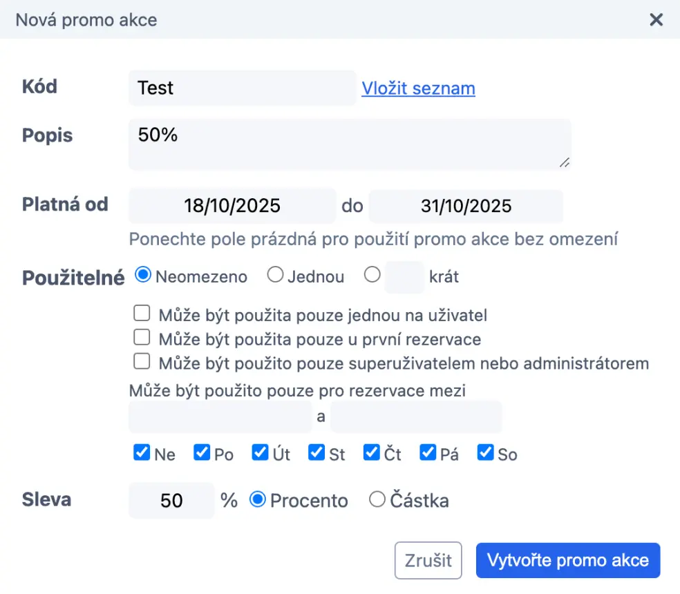 Pop-up okno Nová Promo akce