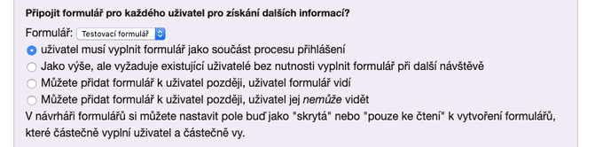 Připojení registračního formuláře