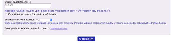 Omezení času začátku