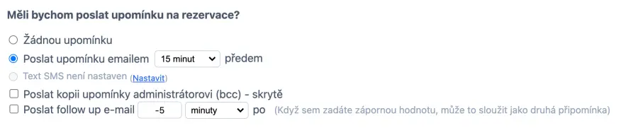 automatické odesílání následných připomínek