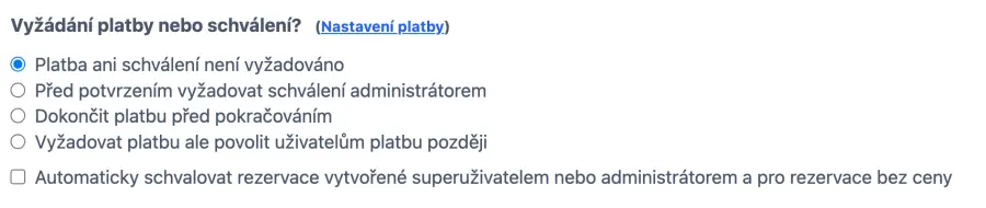 Nastavení platby v online systému rezervace schůzek salónu